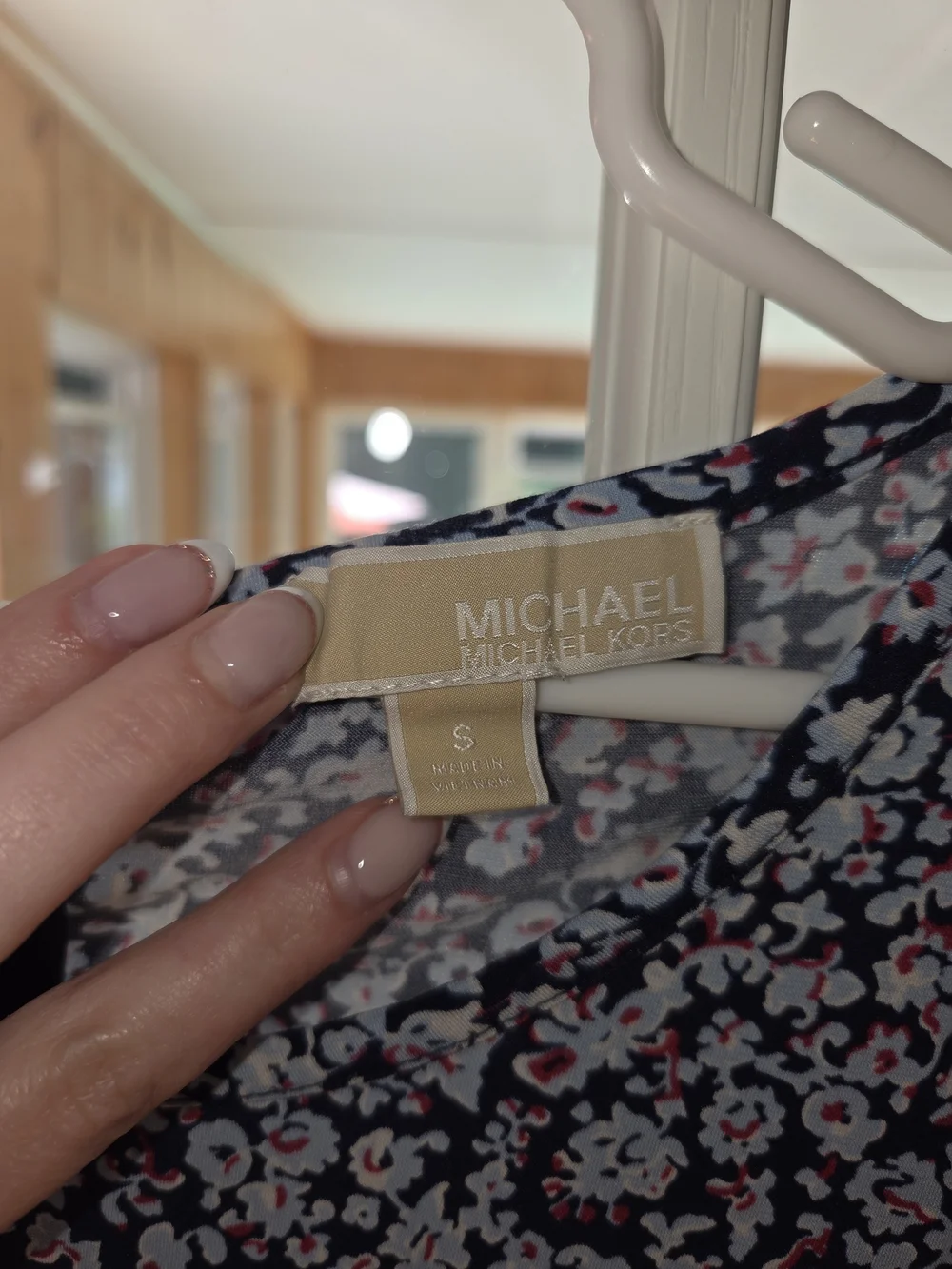 Michael Kors Navy and White Floral Fit & Flare Dress